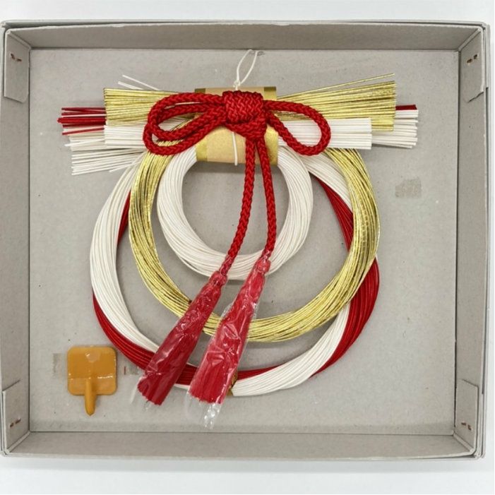 水引正月飾り　紅白金　リング